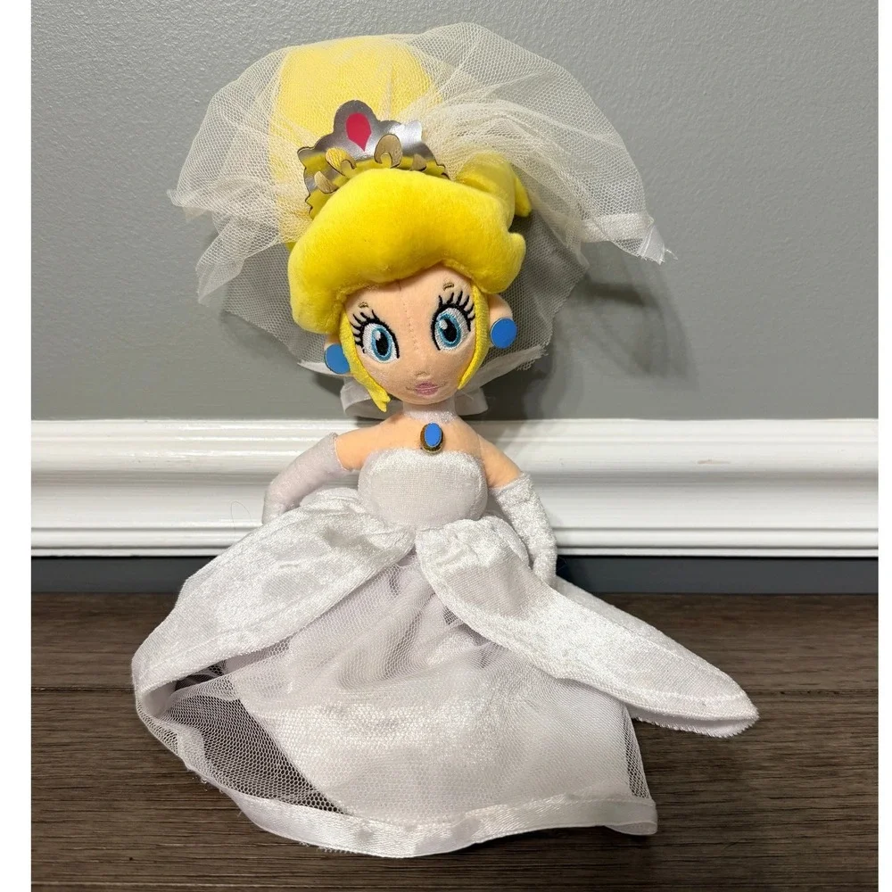 Nintendo Super Mario Odyssey Wedding Princess Peach  Plush‎ White Dress Veil